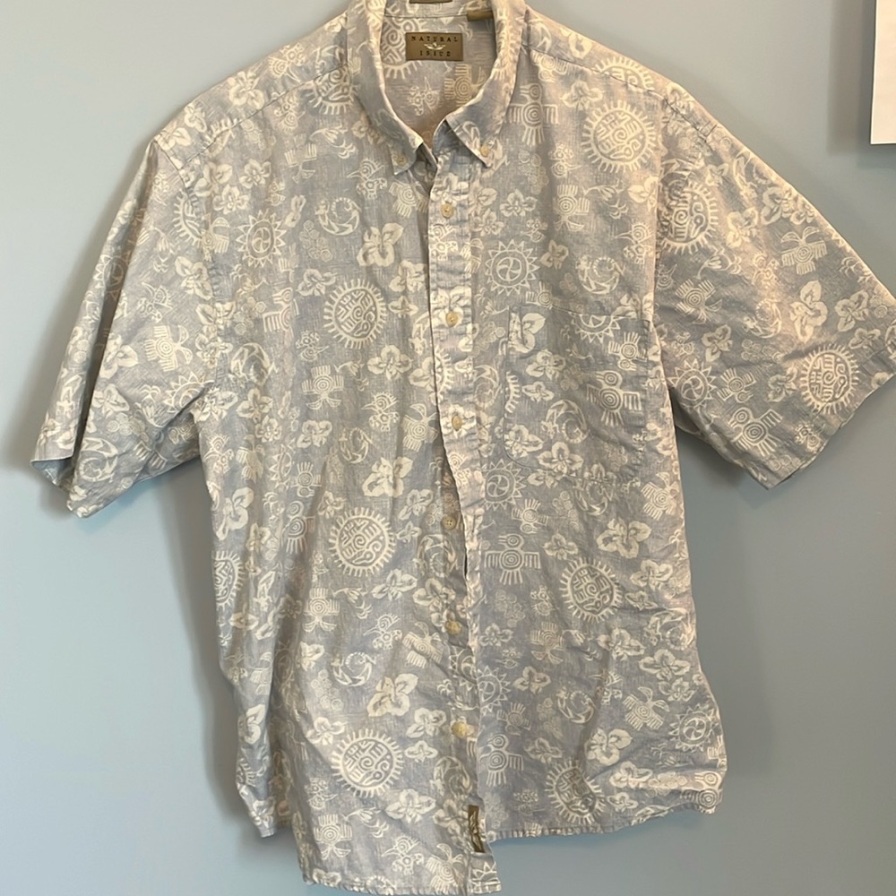 Vintage Natural Issue 100%cotton Men’s short sleeve casual button down shirt